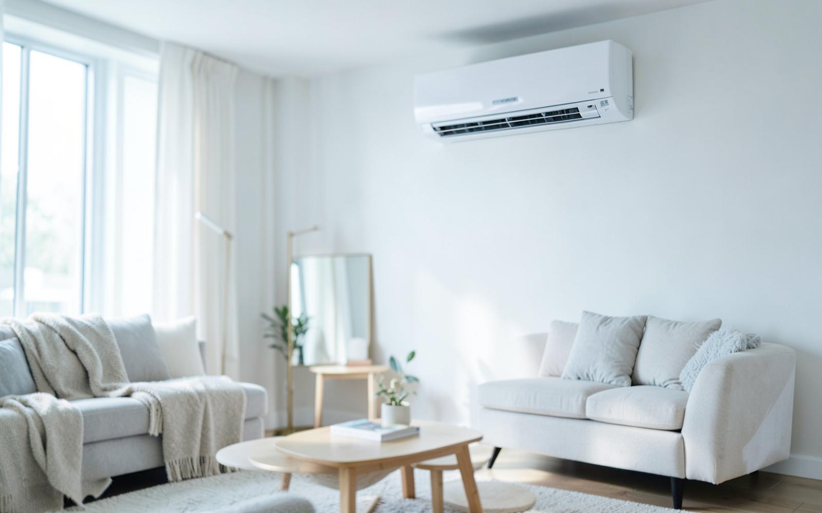 Sala climatizada con un equipo de aire acondicionado split instalado